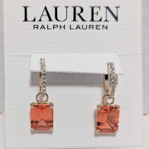 Ralph Lauren Peach/light orange Gold Tone Dangle Earrings new with tags